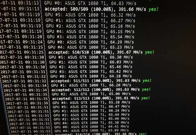 Майнинг ферма на asus GeForce GTX 1080 Ti