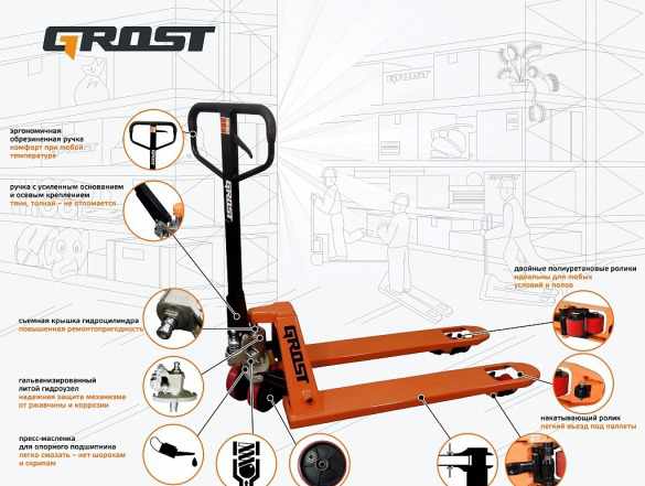 Гидравлическая тележка grost ГТ 25-115