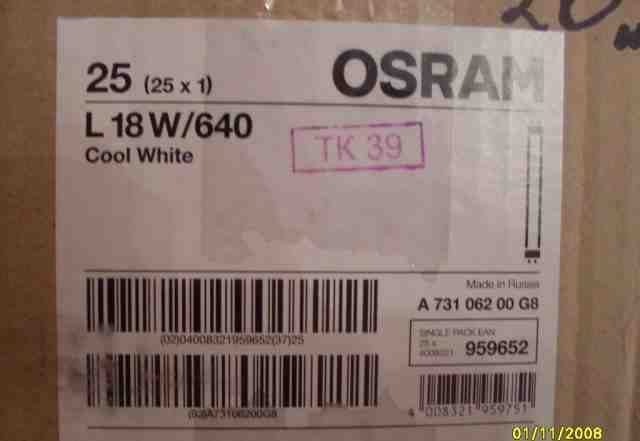 Лампа люминесцентная osram L 18W/640 G13