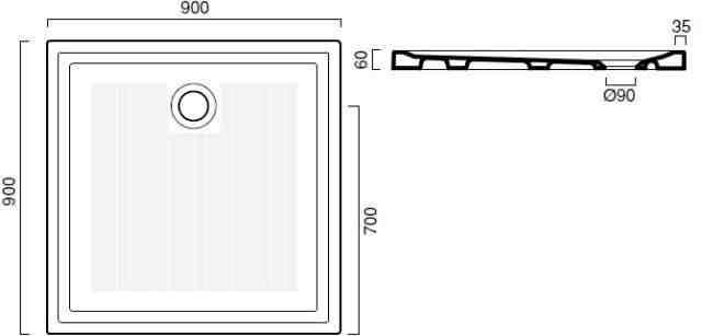 Поддон 90x90 h.6 Catalano verso 9090FP