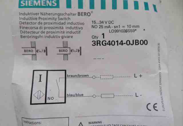 Индуктивный датчик simens 3RG4014-0JB00