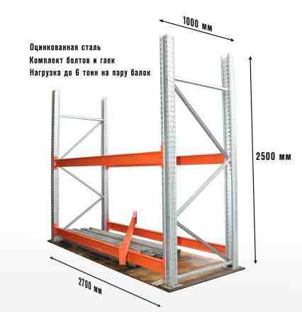 Оцинкованные складские стеллажи для паллетов