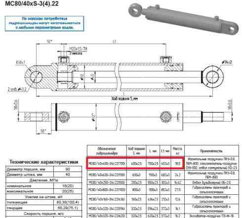 Гидроцилиндры 80х40х400, 2 шт, новые