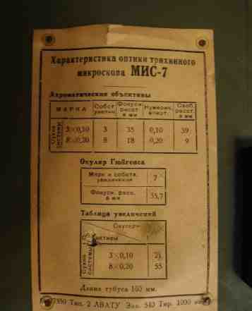 Микроскоп мис 7 СССР 1942 год