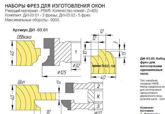 Фрезы по дереву для изготовления окон