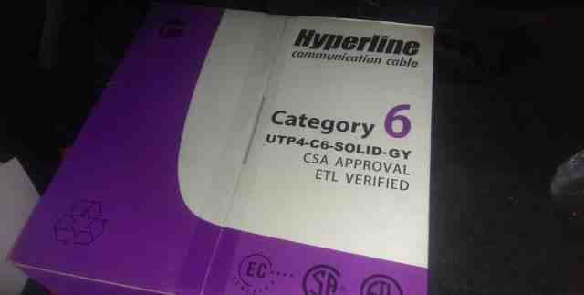 Кабельная бухта Hyperline UTP4-C6-solid-GY-305